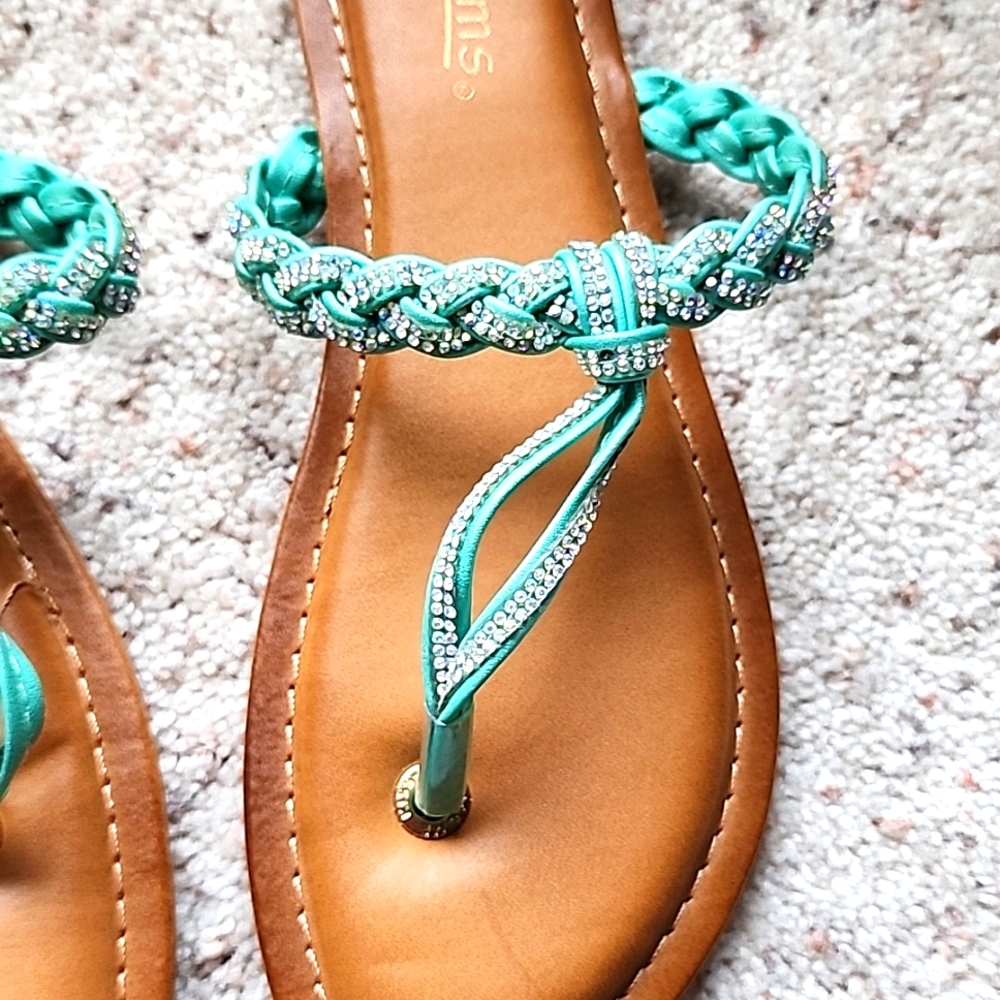 Teal Rhinestone Sandals - Picture 4 of 5